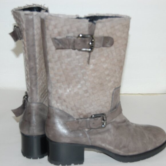 40/US9❤️Pons Quintana Gray Leather HEELS Buckle Mid Calf BOOTS Made in Spain - Picture 8 of 13